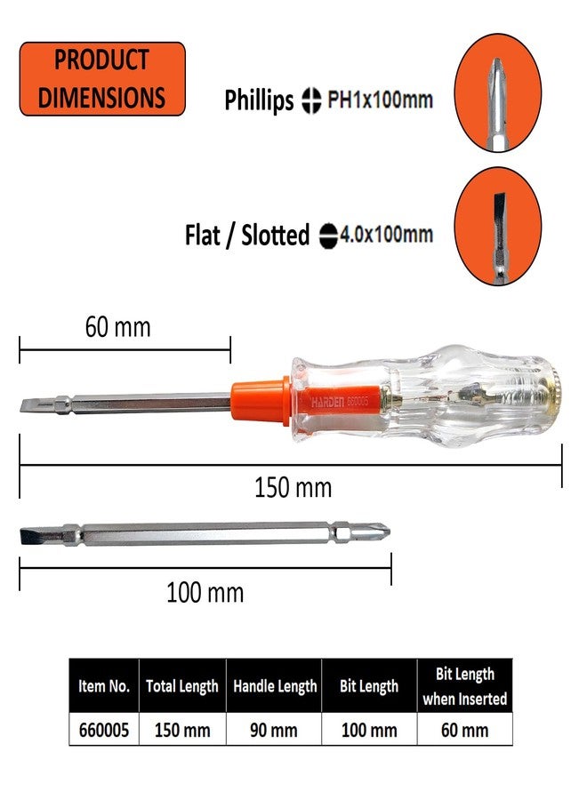 Harden Dual-Purpose Tester Screwdriver with Phillips and Slotted Screwdriver Professional Series 660005 - Image 3